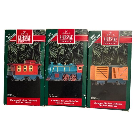 Hallmark Keepsake Metal Christmas Train Ornaments 1992 Set Of 3 (of 4) With Box - Picture 10 of 11